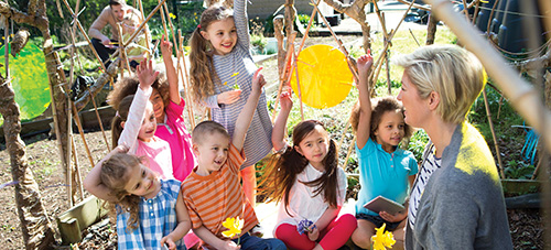 Children in an outdoor classroom