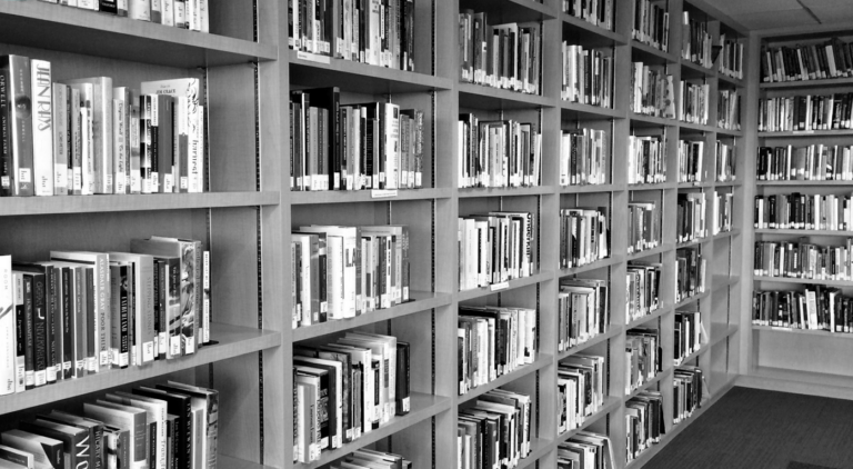 Library black and white photo