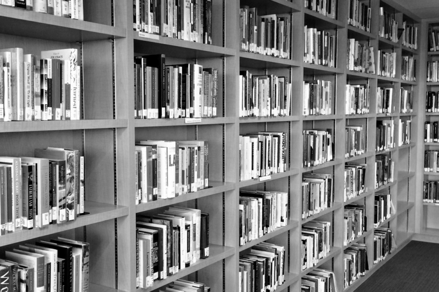 Library black and white photo