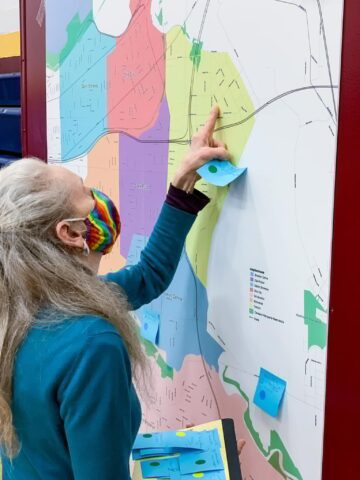 Person working on a map