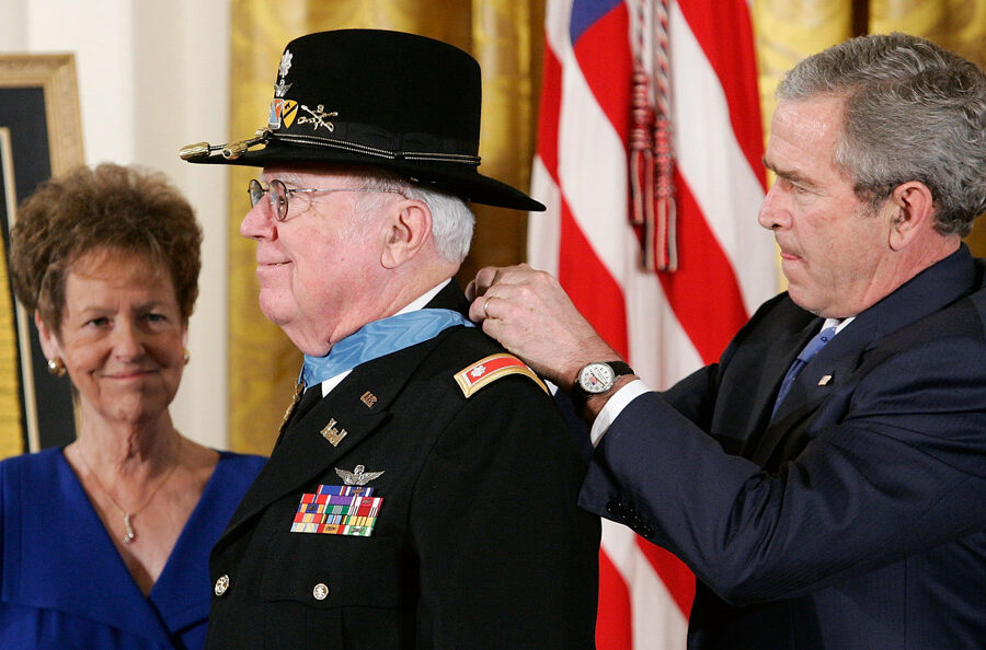 Crandall Receiving the Medal of Honor from President George W. Bush