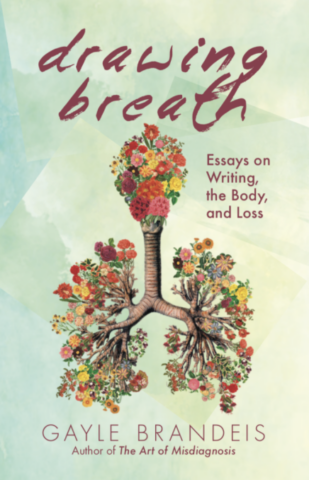 Book Jacket for Drawing Breath by Gayle Brandeis. The cover is a tree root with flowers growing out of it. 