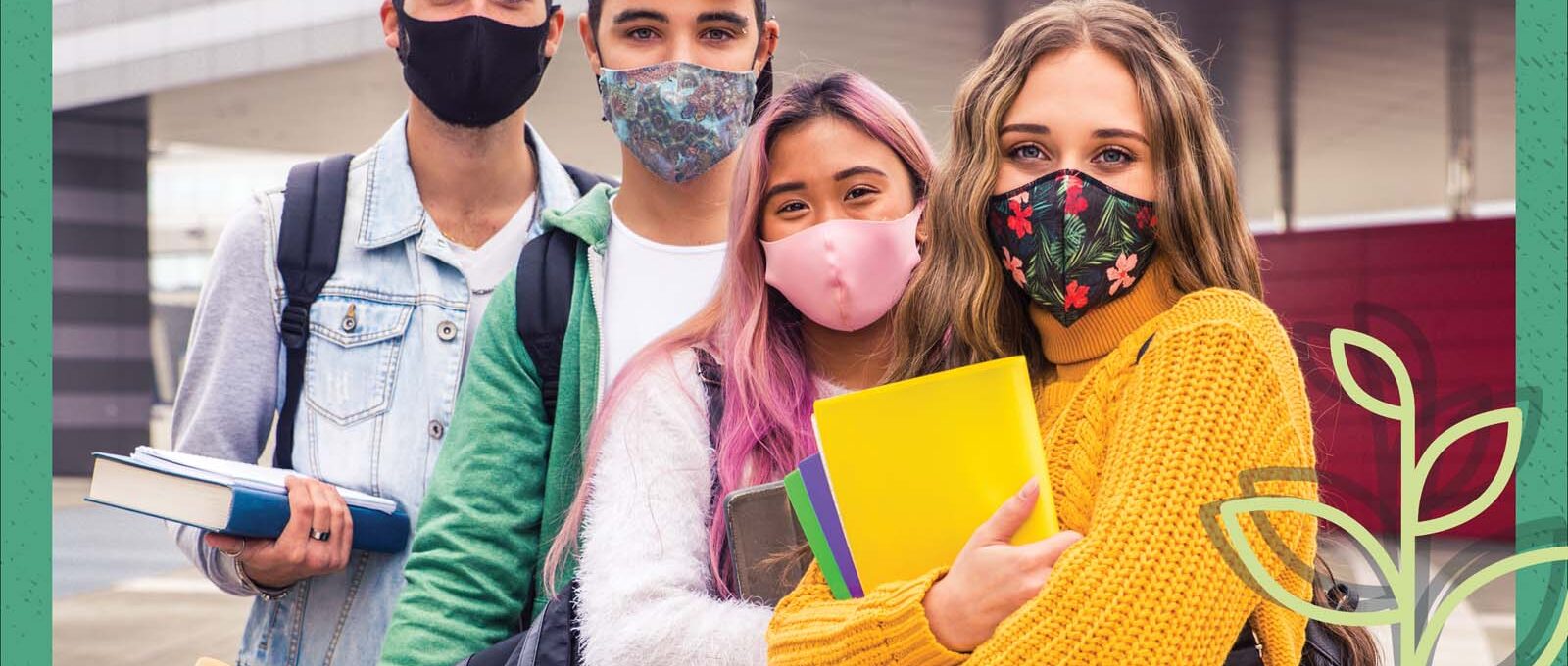 The seedfield, 4 individuals wearing masks