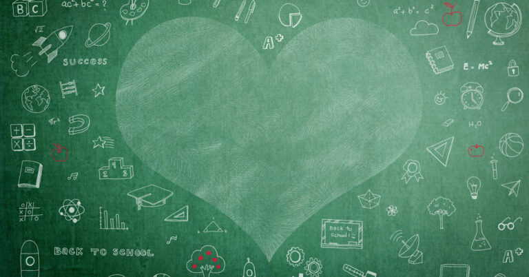 Teacher Appreciation- Chalkboard with a heart in the middle.