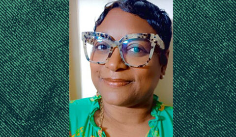 Portrait of Shedana Hayes Agent on a textured teal and mint background