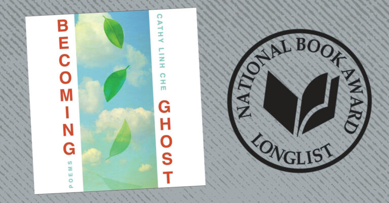 A header image showing the cover of Becoming Ghost and the symbol of the National Book Awards longlist.