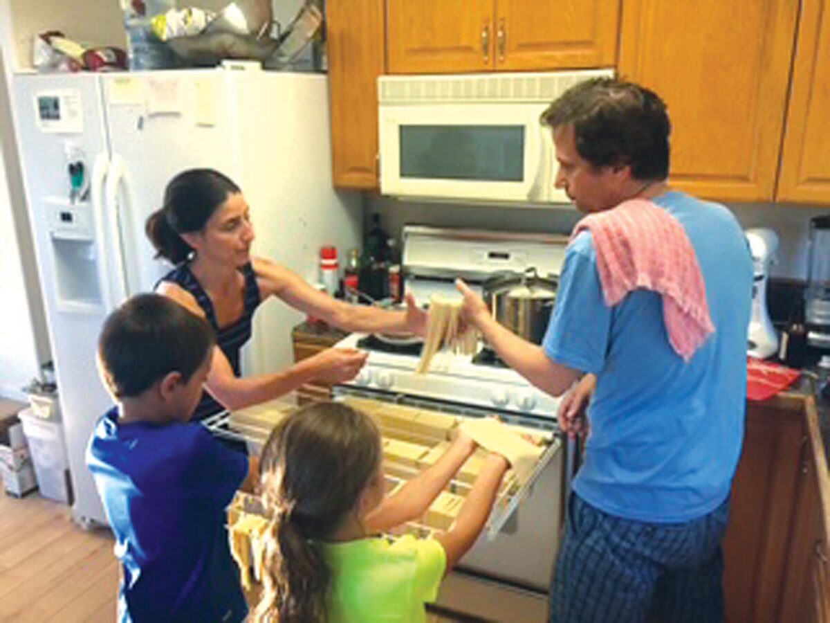 Teaching my nieces and nephews how to make pasta